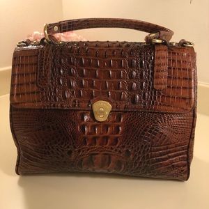 Brahmin Authentic Croc Embossed Leather Satchel.